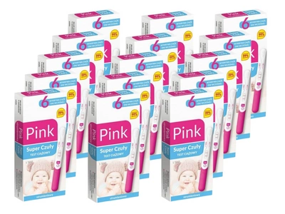 Pink Test ciążowy strumieniowy super czuły zestaw 15sztuk