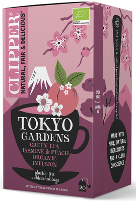 Clipper herbata zielona jaśminowa o smaku brzoskiwniowym Tokyo Gardens 20 saszetek