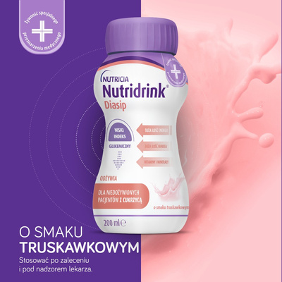 Nutridrink Diasip o smaku truskawkowym ZESTAW 8 x 200 ml