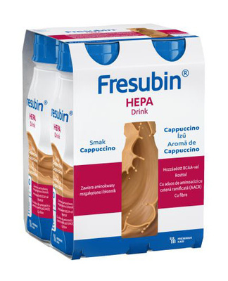 Fresubin Hepa Drink, smak cappucinno, ZESTAW 16 x 200 ml.  Żywność specjalnego przeznaczenia medycznego. Choroby wątroby