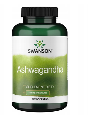 Swanson Ashwagandha 450 mg stres pamięć żeń szeń indyjski 100 kapsułek