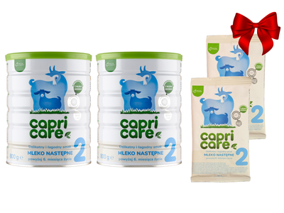 Capricare 2 - mleko następne, powyżej 6 miesiąca, oparte na mleku kozim ZESTAW 2 x 800 g + 2 SASZETKI GRATIS!
