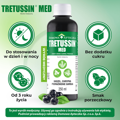 Tretussin MED syrop GARDŁO o smaku czarnej porzeczki 250 ml