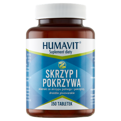 Humavit Suplement diety skrzyp i pokrzywa włosy skóra paznokcie 100 g 150 tabletek