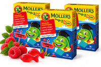 Moller's Omega-3 Rybki smak malinowy żelki odporność tran odporność ZESTAW 3 x 36 sztuk