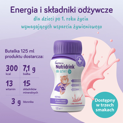 Nutridrink dla dzieci o smaku truskawkowym 4 x 125 ml
