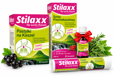 Stilaxx Pastylki i syrop 200 ml GARDŁO, POROST ISLANDZKI + GRATIS!