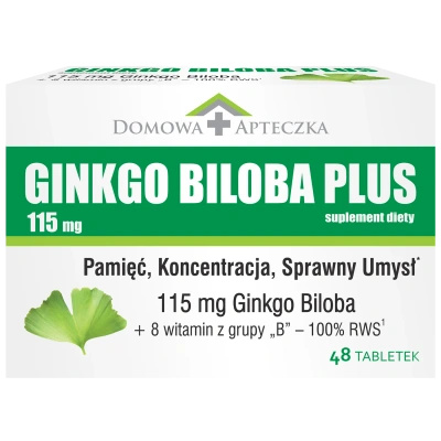 Ginkgo Biloba Plus PAMIĘĆ KONCENTRACJA, UMYSŁ 115 mg 48 tabletek