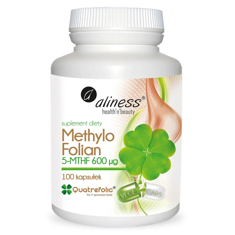 Aliness Methylo Folian 5-MTHF kwas foliowy 600 μg CIĄŻA 100 kapsułek