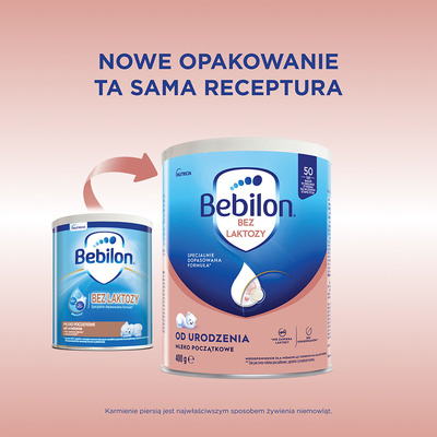 Bebilon bez laktozy mleko początkowe od urodzenia 400 g