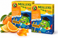 Moller's Omega-3 Rybki smak pomarańcza-cytryna żelki odporność tran odporność ZESTAW 2 x 36 sztuk