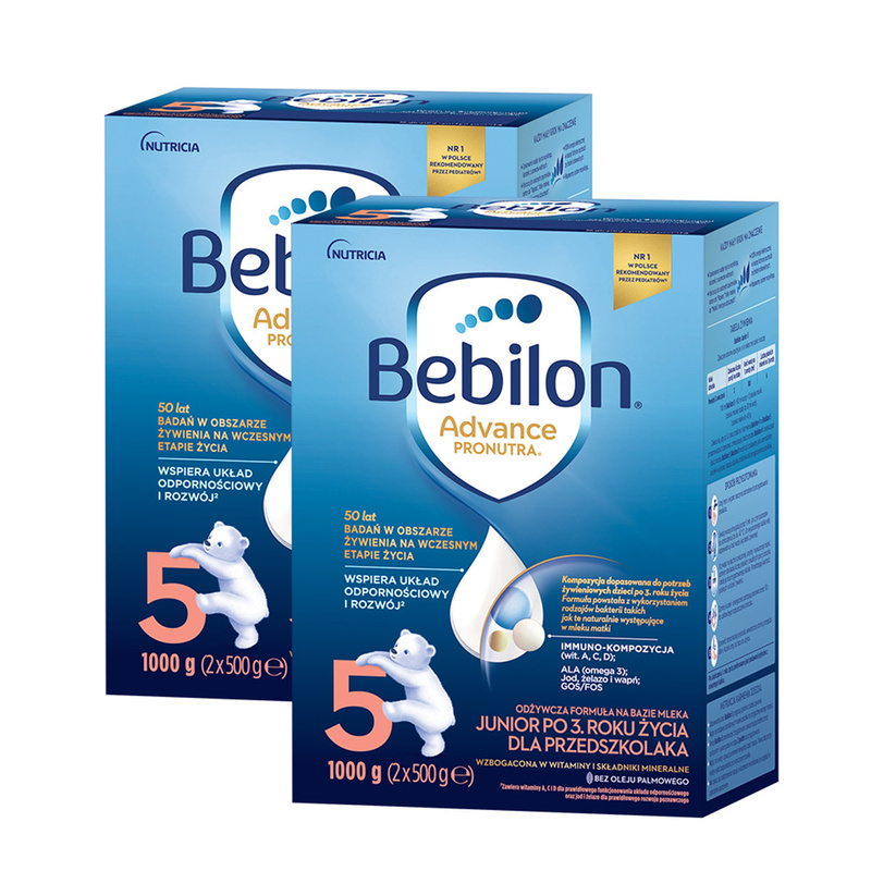 Bebilon 5 Advance Pronutra Junior odżywcza formuła na bazie mleka po 3. roku życia dla przedszkolaka ZESTAW 2 x 1000 g