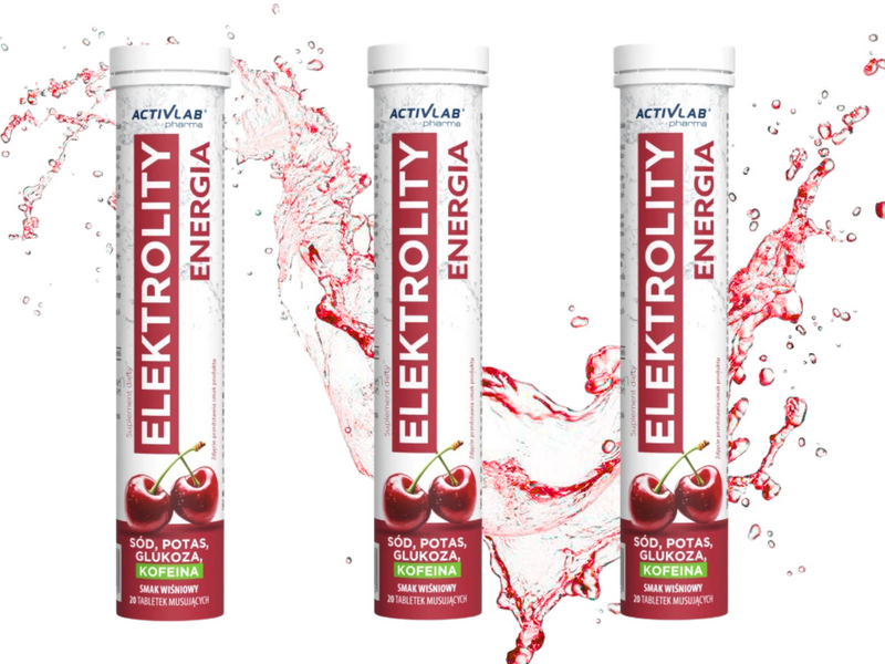 ActivLab Elektrolity Energia NAWODNIENIE smak wiśni ZESTAW 3 x 20 tabletek musujących