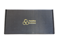 Pasieka Rodzinna ekskluzywny zestaw prezentowych miód malina i wielokwiatowy 240 g+ świeczka piernik + łyżeczka