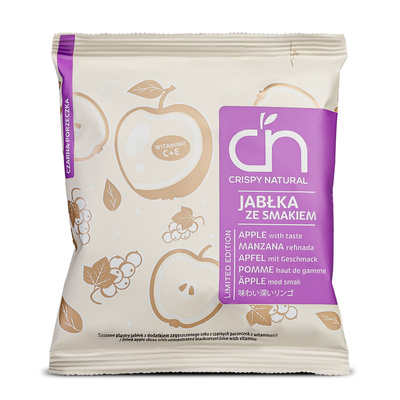 Crispy Natural Jabłka ze smakiem Czarna porzeczka Suszone chipsy z jabłek ZESTAW 24 x 18 g