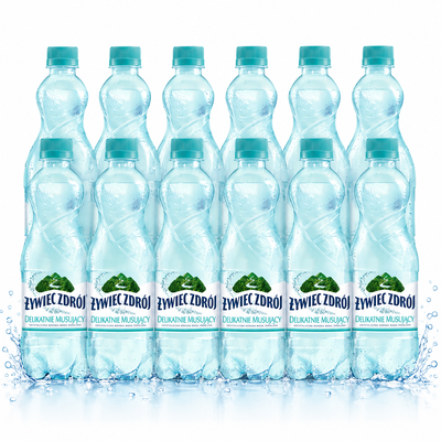 Żywiec Zdrój Delikatnie Musujący Woda źródlana ZESTAW 12 x 1,5 l