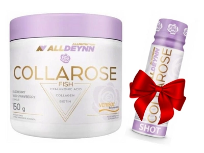 ALLDEYNN Collarose kolagen rybi o smaku maliny i poziomki zdrowa skóra, włosy, paznokcie 150 g ALLDEYNN COLLAROSE SHOT 80 ml GRATIS!