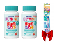 Bodymax Bodymisie żelki dla wapń + witamina C truskawkowe ZESTAW 2 x 60 sztuk + SZCZOTECZKA GRATIS!