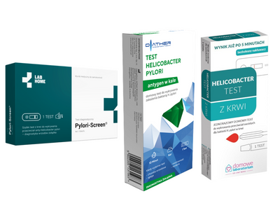 Zestaw 3 testów Helicobacter Pylori z krwi i kału – domowe badanie RÓŻNE FIRMY