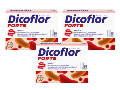 Dicoflor Forte probiotyk 6 milardów bakterii ZESTAW 3 x 20 kapsułek