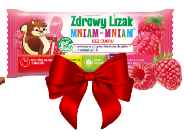 gratis Zdrowy lizak dla dzieci mniam mniam z witaminami smak malinowy