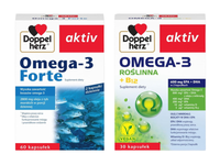 Doppelherz zestaw omega-3 forte + omega-3 roślinna b12 KWASY DHA EPA