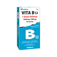Vita B12 i kwas Foliowy o smaku niętowym 30 tabletek do ssania