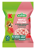 Kubuś Kupiec wafle ryżowe z polewą jogurtową z liofilizowaną truskawką 32 g