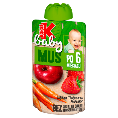 Kubuś Baby Mus po 6 miesiącu jabłko truskawka marchew ZESTAW 6 x 100 g