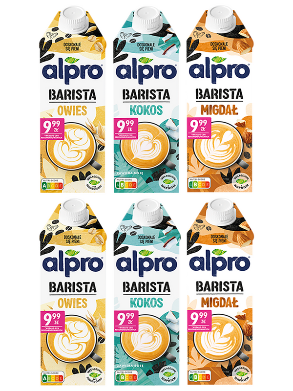 Alpro zestaw degustacyjny napojów BARISTA różne smaki 6 x 750 ml