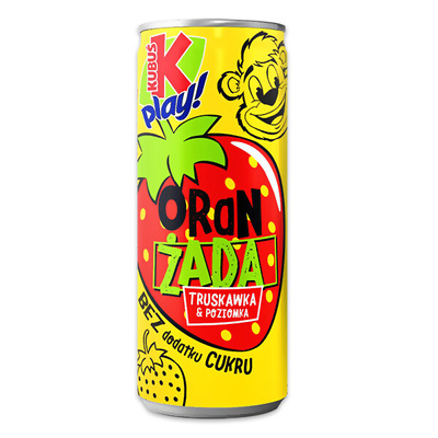 Kubuś Play oranżada o smaku poziomki i truskawki 250 ml