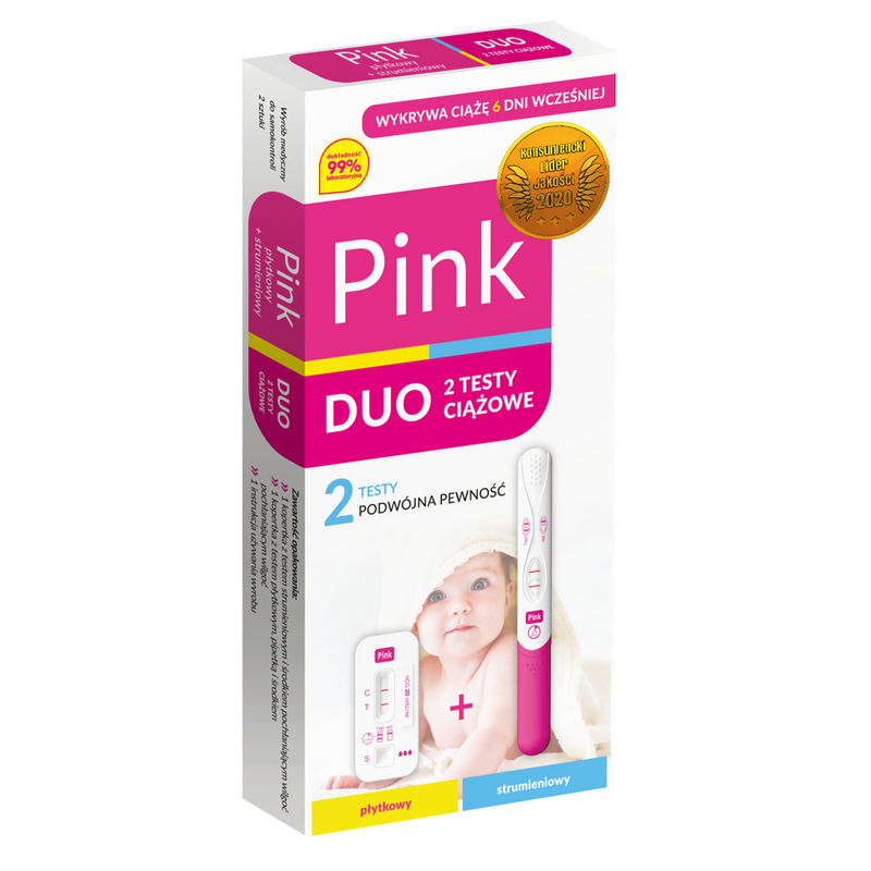 PINK DUO test ciążowy strumieniowy i płytkowy 2 sztuki