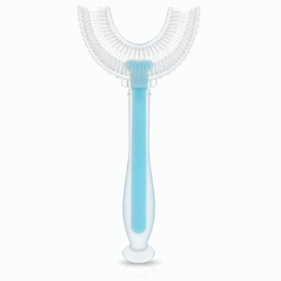 Silikonowa szczoteczka do zębów dla dzieci w kształcie U niebieska 1 sztuka