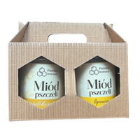 Pasieka Rodzinna zestaw prezentowy miód wielokwiatowy i lipowy z rączką 2 x 410 g