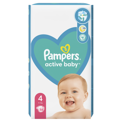 Pieluchy Pampers ACTIVE 4 maxi 58szt  9-14 kg