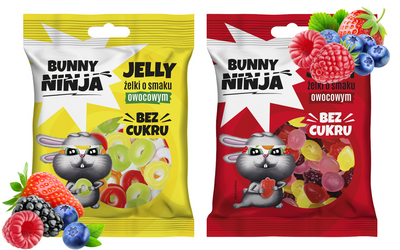 Bunny Ninja żelki owocowe w różnych kształtach dwa rodzaje ZESTAW 2 x 75 g