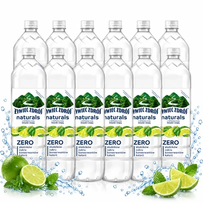 Żywiec Zdrój Naturals Napój niegazowany z delikatną nutą limonki i mięty ZESTAW 12 x 1,2 l