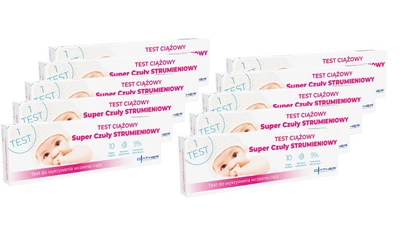 Diather Test ciążowy hCG super czuły strumieniowy ZESTAW 10 opakowań