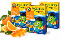 Moller's Omega-3 Rybki smak pomarańcza-cytryna żelki odporność tran odporność ZESTAW 3 x 36 sztuk