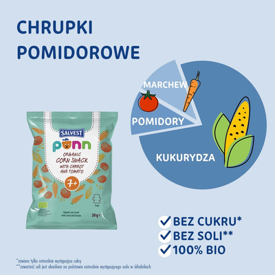 SALVEST Põnn BIO Chrupki zestaw różne smaki truskawka mango pomidor różne kształty 3 x 20 g + 2 MUSY GRATIS!