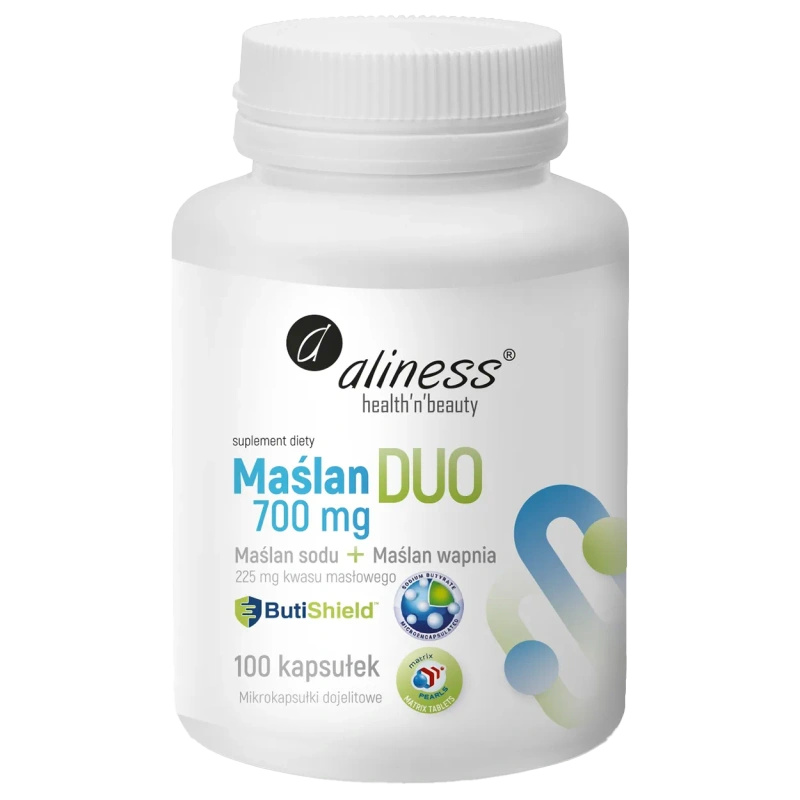 Aliness Maślan Sodu DUO MAŚLAN SODU + WAPNIA JELITA 700 mg 100 kapsułek