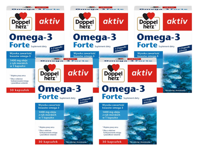 Doppelherz aktiv Omega-3 FORTE ZESTAW 5 x 30 kapsułek