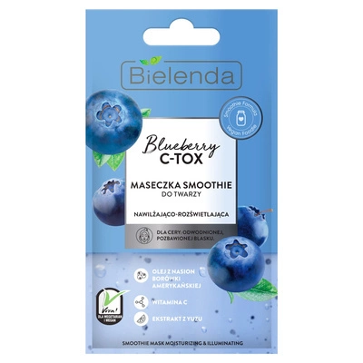 Bielenda blueberry c-tox maseczka smoothie do twarzy nawilżająco-rozświetlająca 8g