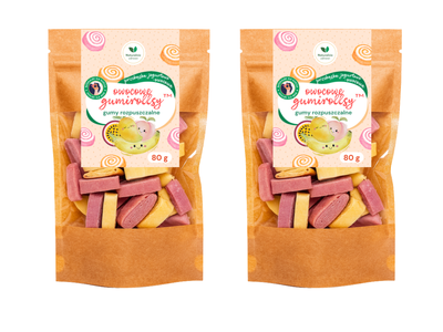 Gumirollsy NATURALNE gumy rozpuszczalne zdrowa guma do żucia ZESTAW 2 x 80 g 