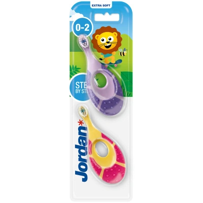 Jordan Step by Step szczoteczka do zębów dla dzieci 0-2 lata Extra Soft 2 sztuki