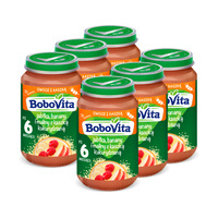 BoboVita Jabłka, banany i maliny z kaszką kukurydzianą deserek po 6m. zestaw 6x190g