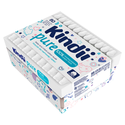 Kindii Pure Patyczki dla niemowląt i dzieci ZESTAW 5 x 60 sztuk