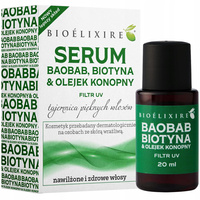 Bioelixire Serum silikonowe baobab, biotyna olejek konopny + Filtr UV 20 ml