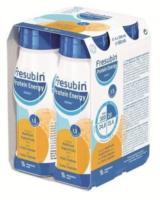 Fresubin® Protein Energy Drink,  smak owoce tropikalne 4 x 200ml. Żywność specjalnego przeznaczenia medycznego. Bogata w białko 