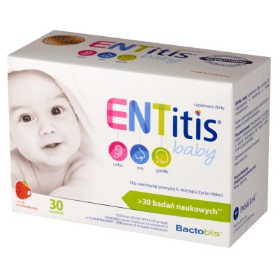 ENTitis Baby dla niemowląt powyżej 6 miesiąca i dzieci smak truskawkowy 30 saszetek